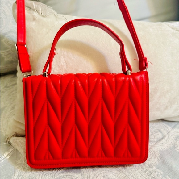 unbranded Handbags - Structured Red Quilted Crossbody Bag NWOT